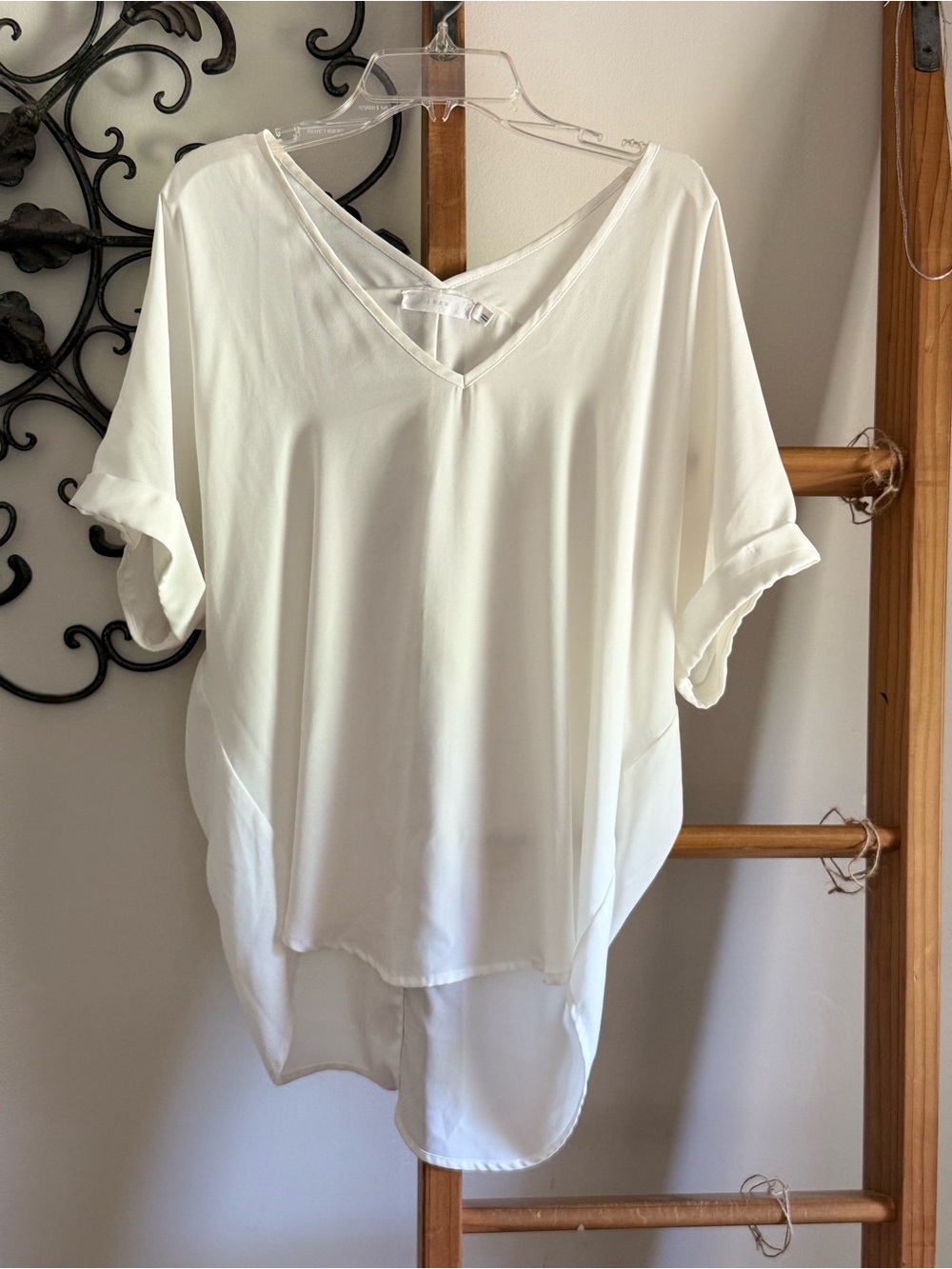 Lush Cream V-Neck High-Low Tunic